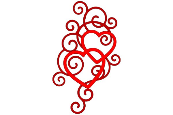 Vibrant Red Heart Design with Swirling Patterns