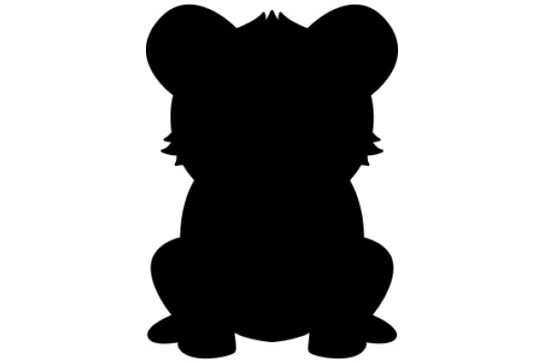 Silhouette of a Cute, Black Cartoon Bear