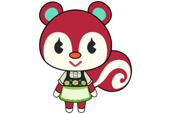 Cute Cartoon Character: A Red and White Stuffed Animal with a Smile and a Fluffy Tail
