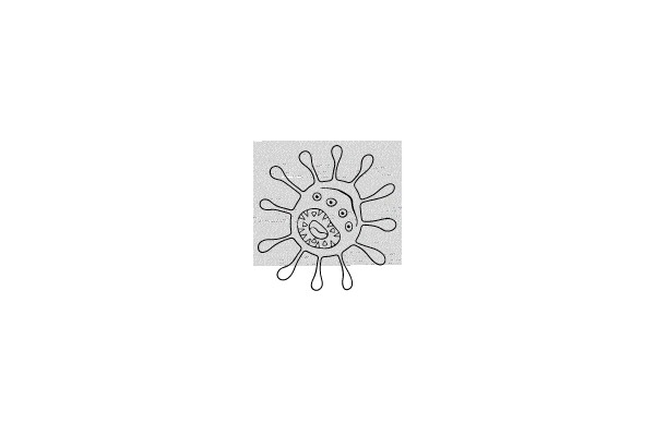 Microbe with Facial Features and Tentacles
