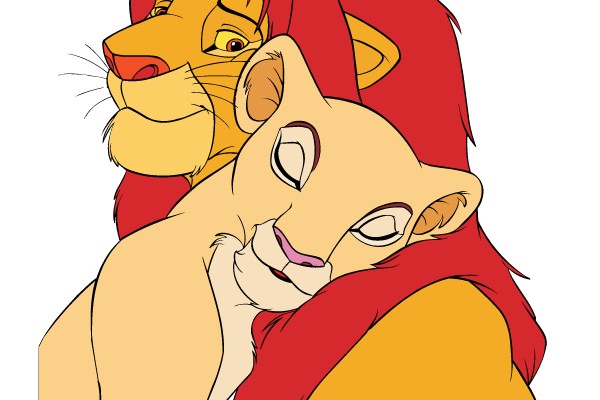 Affectionate Embrace: The Lion King's Mufasa and Simba