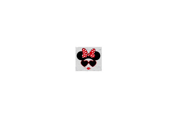 Mickey Mouse with Red and White Bow and Heart-Shaped Sunglasses.