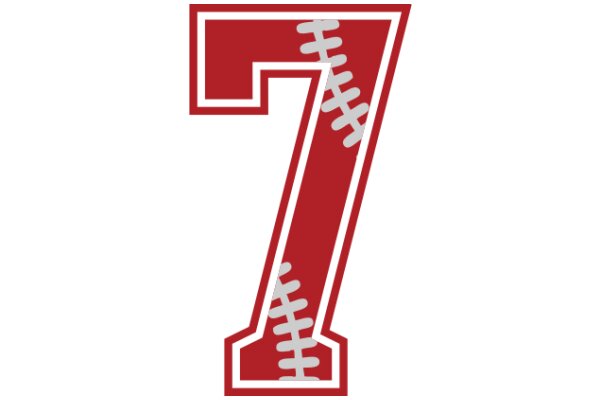 A Stylized Red Number Seven with a Baseball Stitch Design
