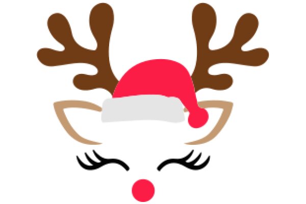 A Festive Reindeer Head with a Santa Hat and Antlers