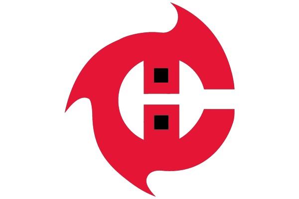 Dynamic Symbol: Red and Black Design with Square Inset