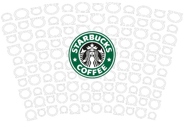 Starbucks Coffee Logo on a White Background with a Pattern of Circles