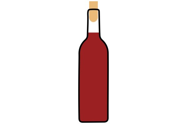 A Stylized Bottle with a Solid Red Body and a Black Outline, Set Against a White Background.