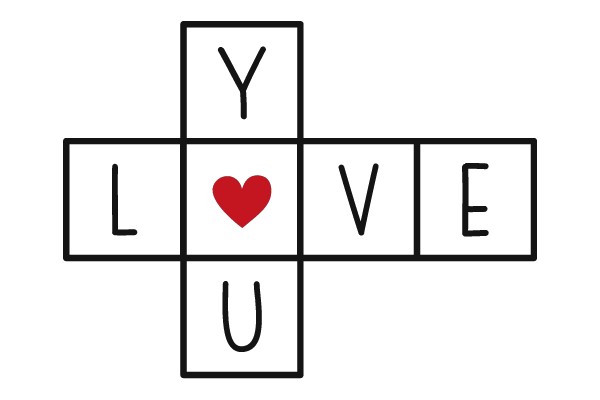 Crossword Puzzle with Heart Symbol