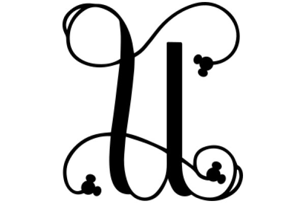 Stylized Letter 'U' with Swirls and Dots