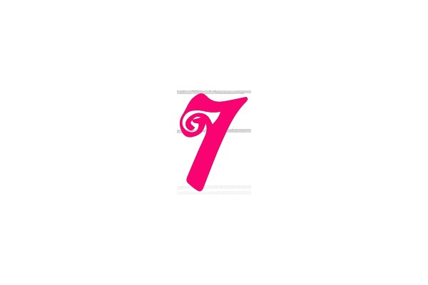 Curved Pink Number Seven Logo
