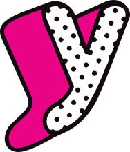 Vintage-Inspired Logo Design: A Playful Pink and White Letter 'Y' with a Dotted Pattern