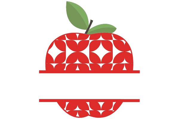 A Red Apple with a Green Leaf, Surrounded by a Pattern of Red Leaves