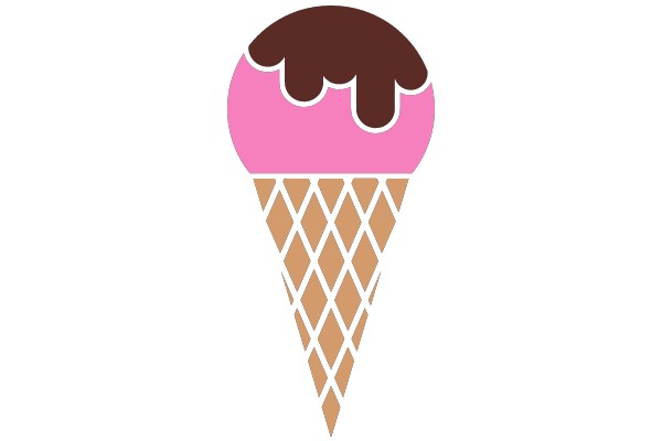 A Delightful Pink Ice Cream Cone with a Chocolate Top