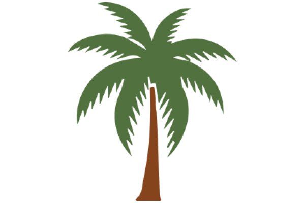 Simplistic Palm Tree Icon with Brown Trunk