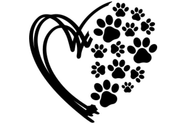 Silhouette of a Heart and Paws