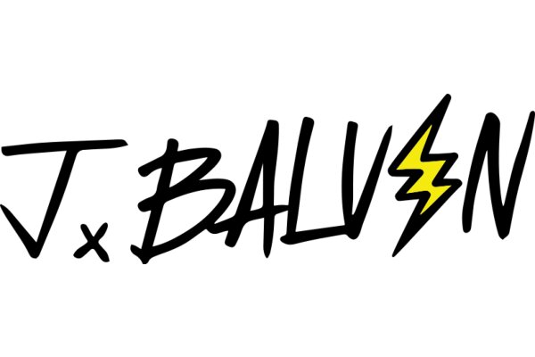 Stylized Logo with the Name 'J Balvin' and a Lightning Bolt Design