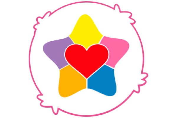Vibrant Starburst Logo with a Heart at the Center