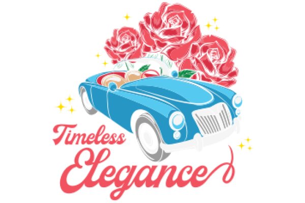 Timeless Elegance: A Classic Car Adorned with Pink Roses and Golden Stars