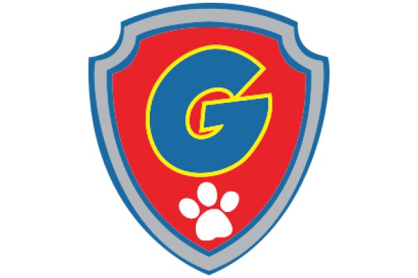 Vivid Logo: A Stylized Letter 'G' with a Paw Print, Set Against a Red and Blue Shield