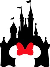 A Silhouette of a Castle and a Bow, Set Against a White Background