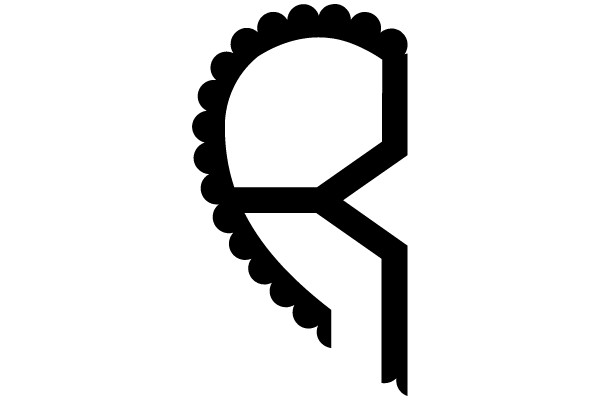 Black Scalloped Letter R