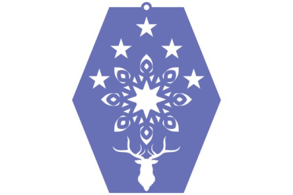 Stylized Purple Decoration with Stars and a Deer Silhouette