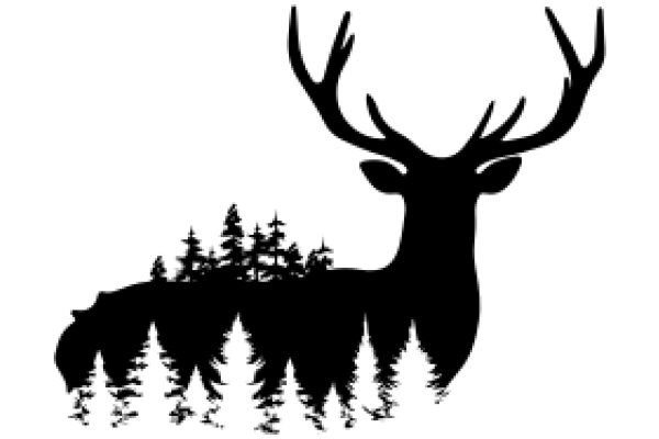 Silhouette of a Deer with Forest Scenery
