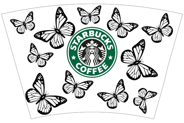 Butterflies Surrounding Starbucks Coffee Logo