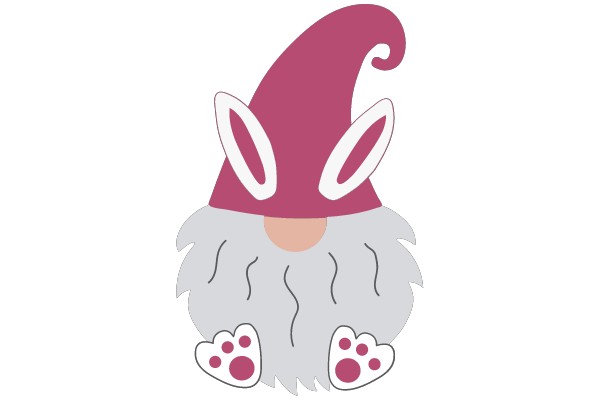Whimsical Gnome: A Playful Character with a Pink Gnome Hat and Grey Beard