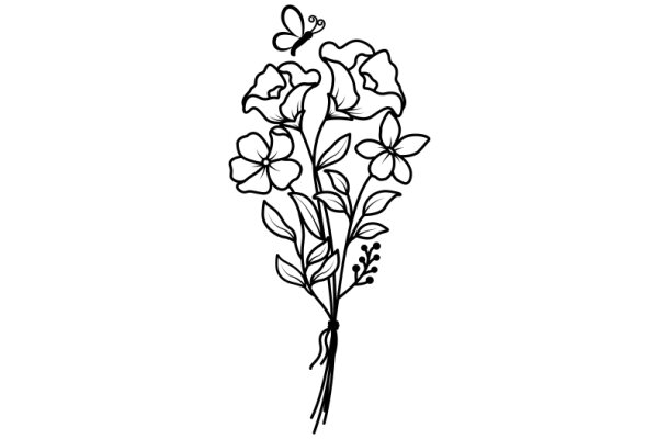 A Delicate Flower Arrangement with a Butterfly