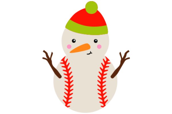 A Festive Winter Scene with a Snowman and Baseball