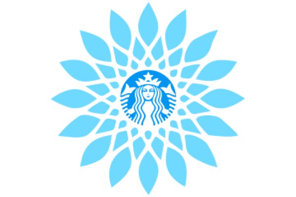 Stylized Starbucks Logo with Blue Flower Design