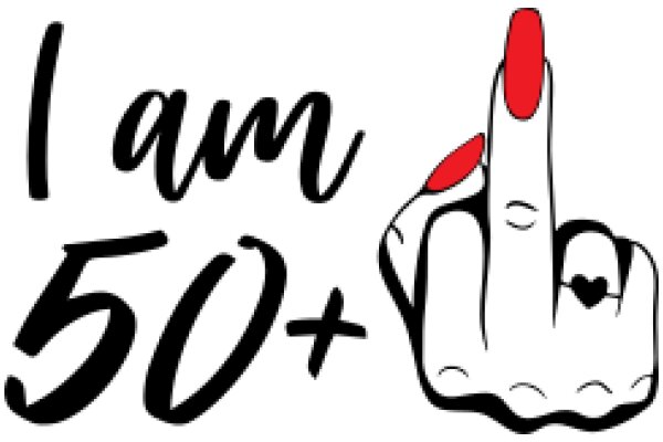 A Playful Expression of Identity: A Cartoon Character with a Finger and a Heart, Signifying 'I Am 50+'