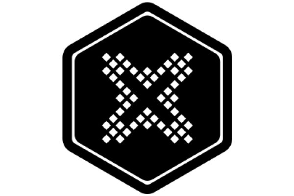 Stylized Black Icon with White Dots and a Cross
