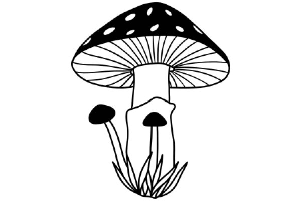 A Whimsical Illustration of a Mushroom and Two Stems