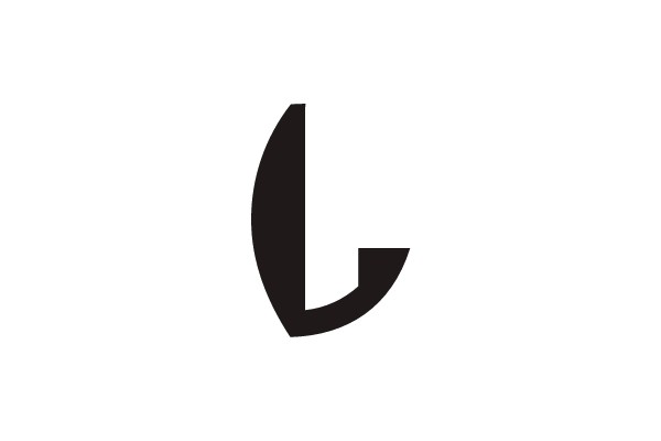Black L-Shaped Letter on White Background