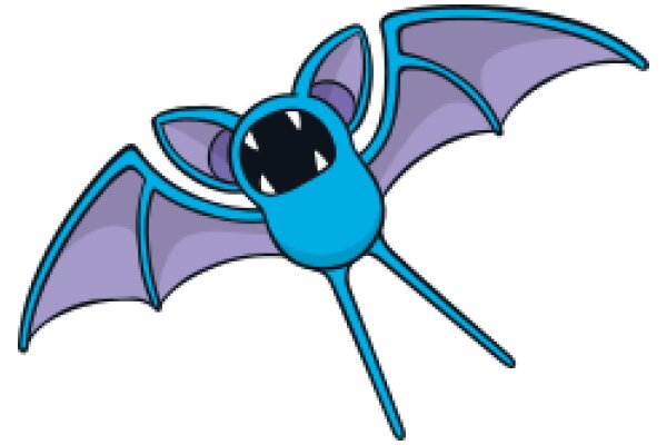 A Blue Bat with a Purple Wing, Soaring in the Sky