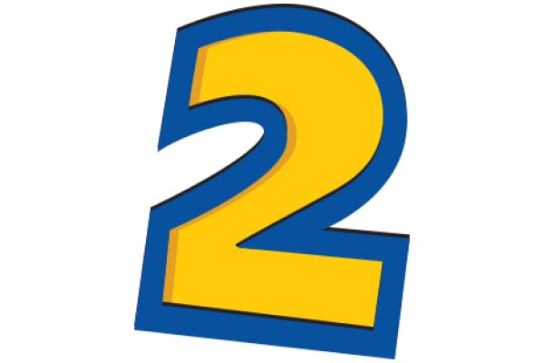 Vibrant Logo Design: A 3D Rendering of a Stylized Number 2 with a Blue and Yellow Color Scheme