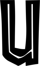 Stylized Letter 'U' in Black and White