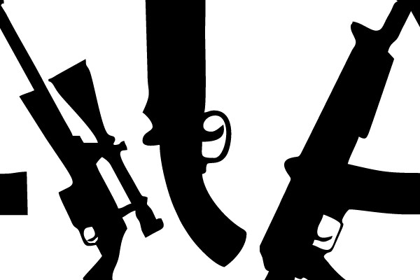 Shadowed Strengths: An Emblematic Assembly of Firearms