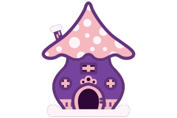 A Whimsical Purple House with a Pink Roof and a Door