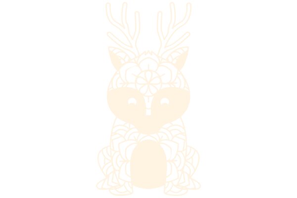 Stylized Deer Head Design with Floral Patterns