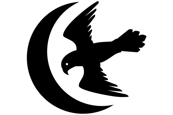 Bird in Flight Crescent Moon Silhouette