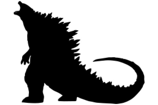 Silhouette of a Godzilla-like creature with an open mouth, set against a white background.