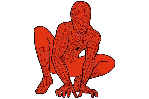 Spider-Man in Red Suit, Crouching Stance