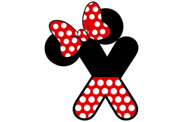 Stylish Minnie Mouse Logo with Red Polka Dots and Black Outline
