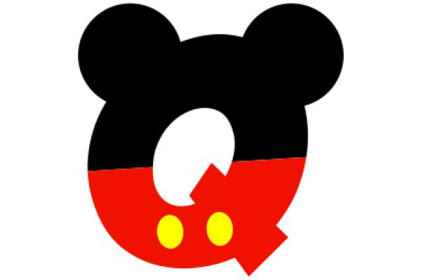 Stylized Mickey Mouse Logo with a Red and Black Color Scheme
