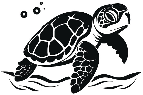 Underwater Odyssey: A Monochromatic Sea Turtle