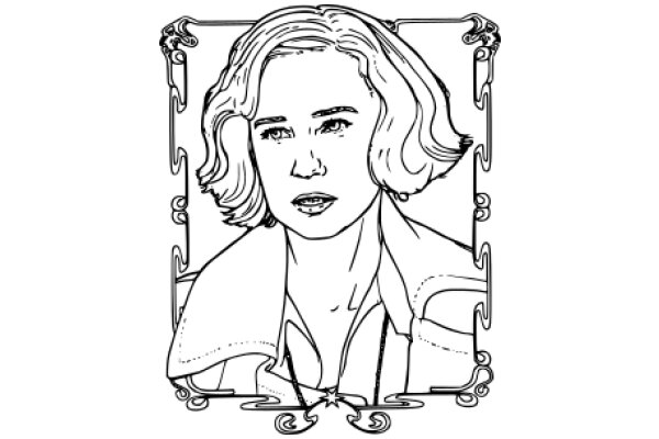 A Stylized Portrait of a Woman with a Thoughtful Expression