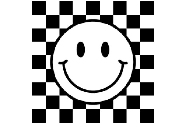 Emotional Iconography: A Smiling Face Amidst Checkered Patterns